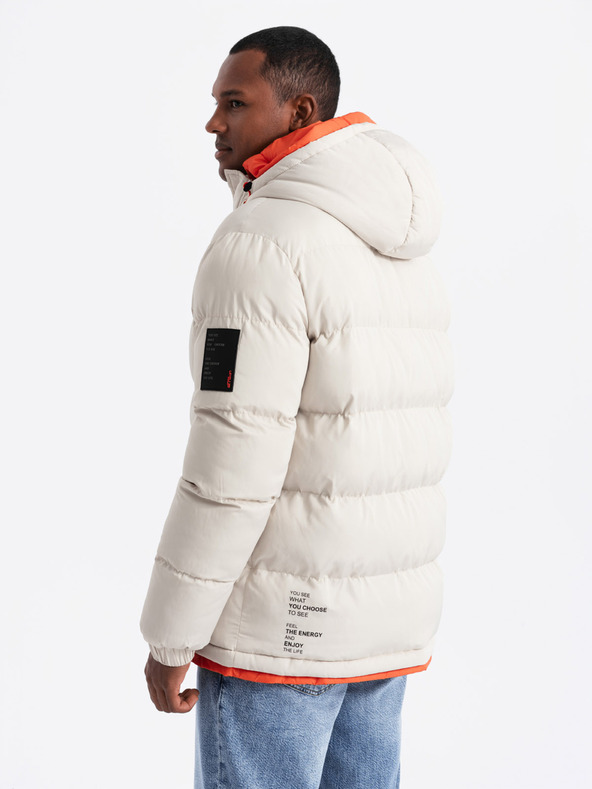 Ombre Clothing Ombre Clothing férfi sportos meleg kabát dupla kapucnival