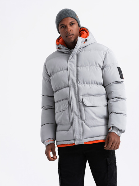 Ombre Clothing Ombre Clothing férfi sportos meleg kabát dupla kapucnival