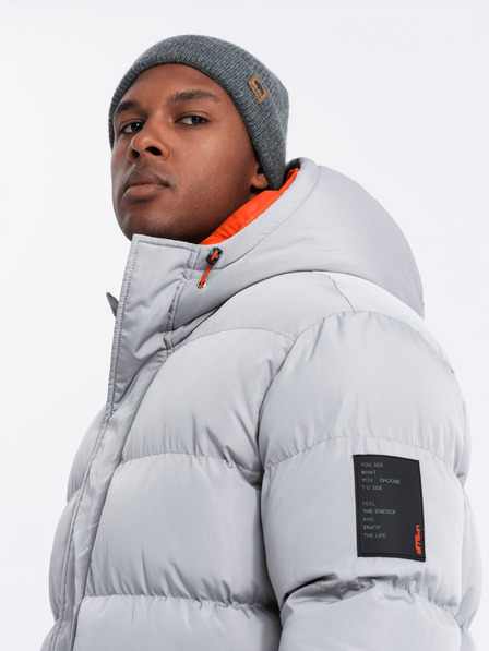 Ombre Clothing Ombre Clothing férfi sportos meleg kabát dupla kapucnival