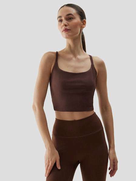4F Női újrahasznosított jóga crop top 4F - barna