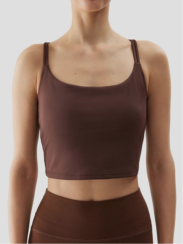 4F Női újrahasznosított jóga crop top 4F - barna