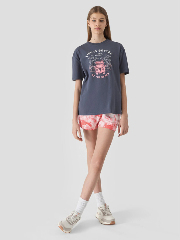 4F Lányok oversize pólója nyomtatással 4F