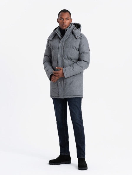 Ombre Clothing Férfi hosszú meleg parka dzseki gyapjúval Ombre ruházati cikkek