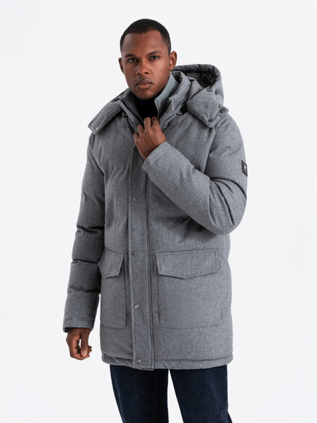 Ombre Clothing Férfi hosszú meleg parka dzseki gyapjúval Ombre ruházati cikkek