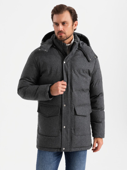 Ombre Clothing Férfi hosszú meleg parka dzseki gyapjúval Ombre ruházati cikkek