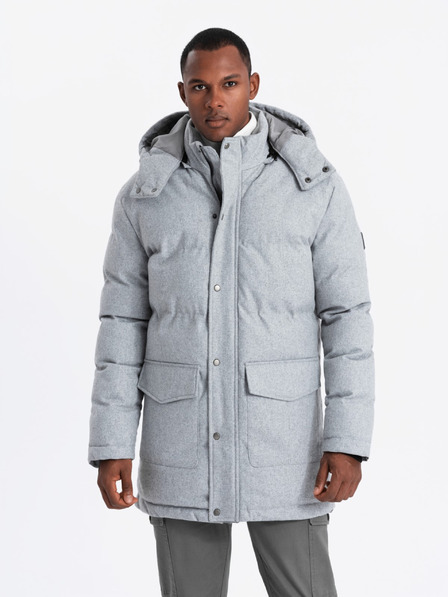 Ombre Clothing Férfi hosszú meleg parka dzseki gyapjúval Ombre ruházati cikkek