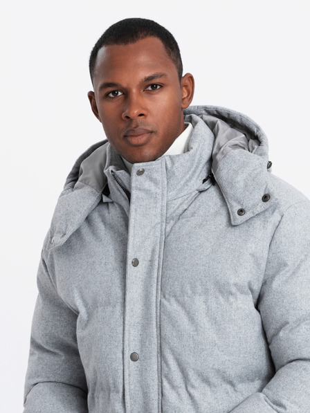Ombre Clothing Férfi hosszú meleg parka dzseki gyapjúval Ombre ruházati cikkek