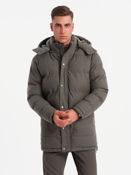 Ombre Clothing Férfi hosszú meleg parka dzseki gyapjúval Ombre ruházati cikkek