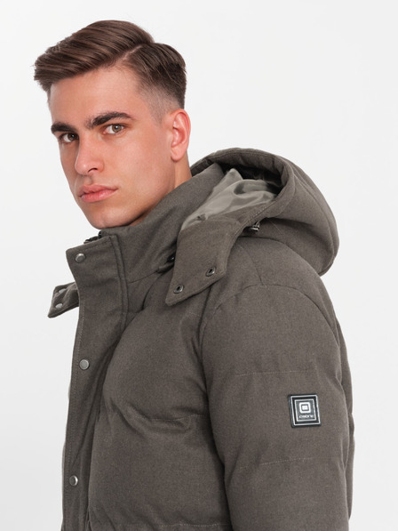 Ombre Clothing Férfi hosszú meleg parka dzseki gyapjúval Ombre ruházati cikkek