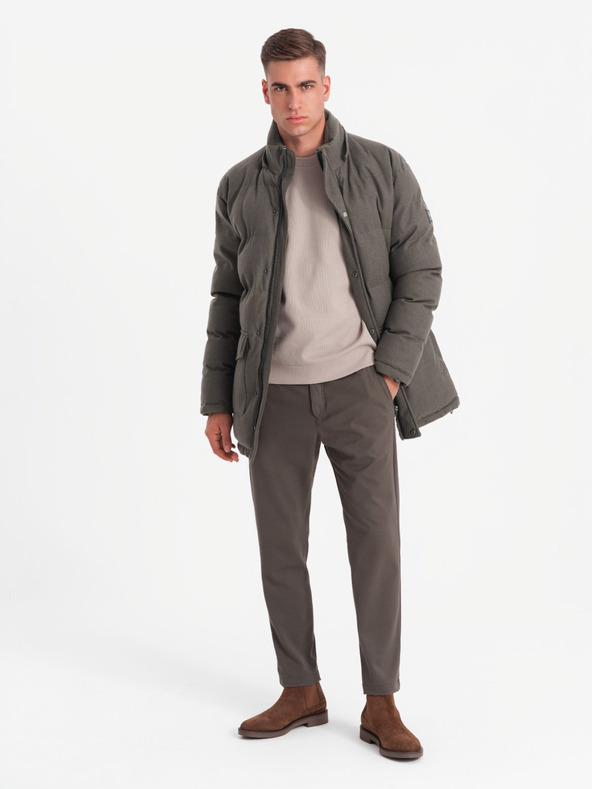 Ombre Clothing Férfi hosszú meleg parka dzseki gyapjúval Ombre ruházati cikkek