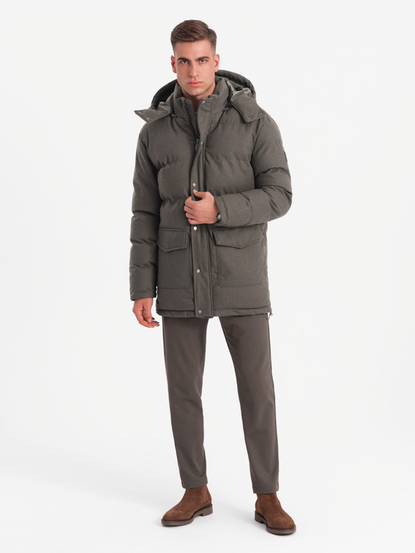 Ombre Clothing Férfi hosszú meleg parka dzseki gyapjúval Ombre ruházati cikkek