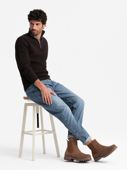 Ombre Clothing Férfi szarvasbőr magas sarkú csúszós cipő Ombre ruházat