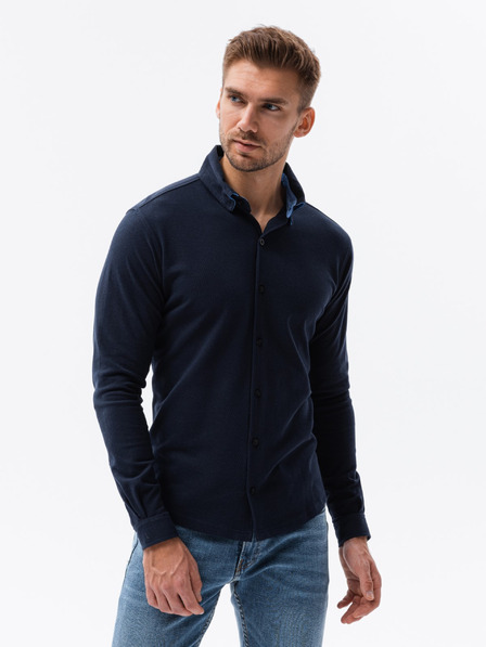 Ombre Clothing Férfi kötött vékony ujjú ing Ombre ruházat