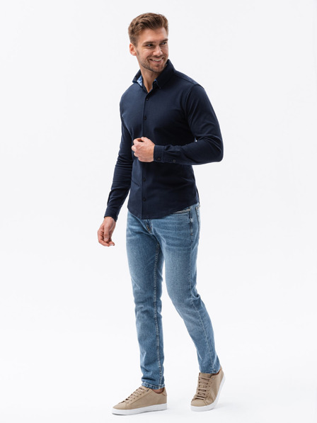 Ombre Clothing Férfi kötött vékony ujjú ing Ombre ruházat