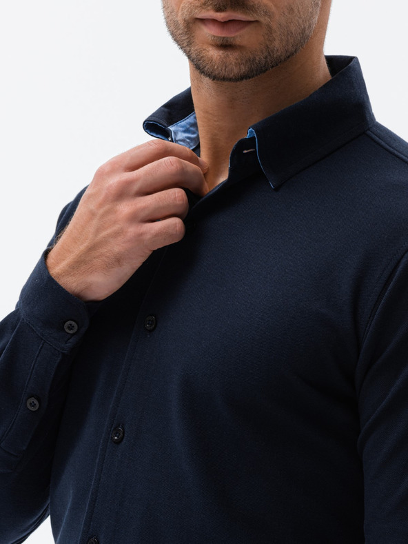 Ombre Clothing Férfi kötött vékony ujjú ing Ombre ruházat