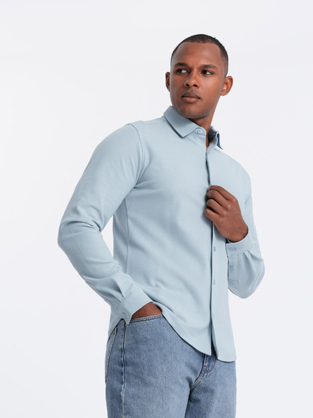 Ombre Clothing Férfi kötött vékony ujjú ing Ombre ruházat