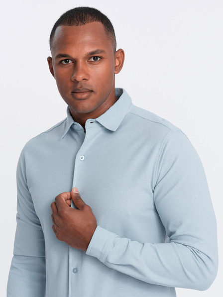 Ombre Clothing Férfi kötött vékony ujjú ing Ombre ruházat