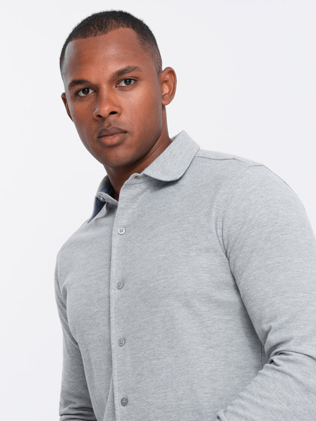 Ombre Clothing Férfi kötött vékony ujjú ing Ombre ruházat