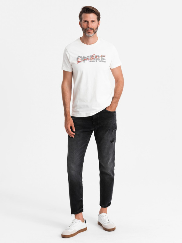 Ombre Clothing Férfi pamut póló finom hímzéssel Ombre ruházat