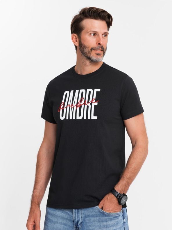 Ombre Clothing Férfi pamut póló finom hímzéssel Ombre ruházat
