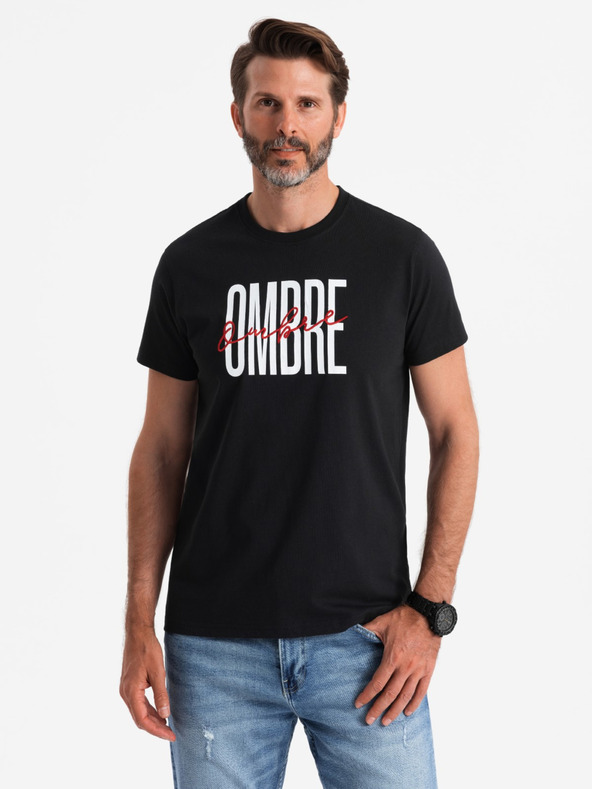 Ombre Clothing Férfi pamut póló finom hímzéssel Ombre ruházat