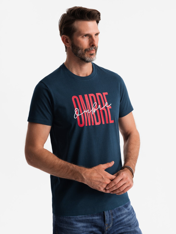 Ombre Clothing Férfi pamut póló finom hímzéssel Ombre ruházat