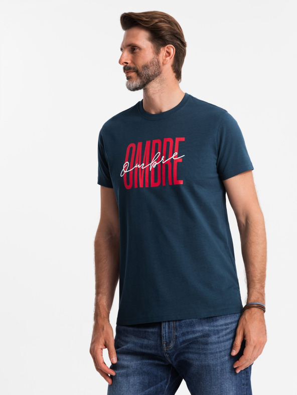 Ombre Clothing Férfi pamut póló finom hímzéssel Ombre ruházat