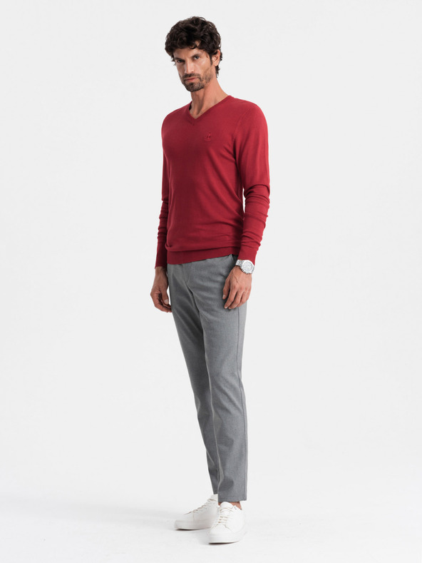 Ombre Clothing Elegáns férfi BASIC V-nyakú pulóver Ombre ruházat