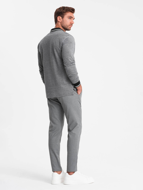 Ombre Clothing Férfi hosszú ujjú hímzett póló póló Ombre ruházat