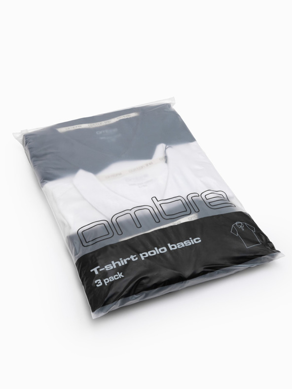 Ombre Clothing Férfi pamut póló BASIC - fekete/sötétkék/fehér V1 OM-POBS-0133 Ombre ruházat