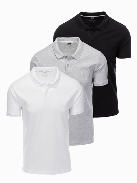 Ombre Clothing Férfi pamut pólóing BASIC - fekete/melange szürke/fehér V2 OM-POBS-0133 Ombre Ruházat OM-POBS-0133 Ombre Ruházat