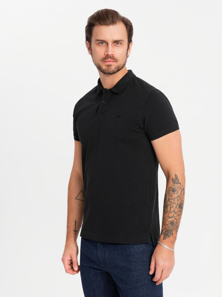 Ombre Clothing Férfi pamut pólóing BASIC - fekete/melange szürke/fehér V2 OM-POBS-0133 Ombre Ruházat OM-POBS-0133 Ombre Ruházat