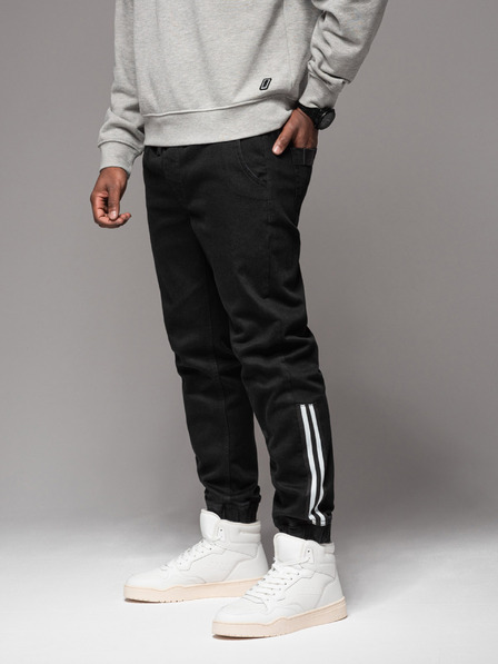 Ombre Clothing Férfi farmer tréningnadrág szegéllyel - fekete V2 OM-PADJ-0156 Ombre Ruházat
