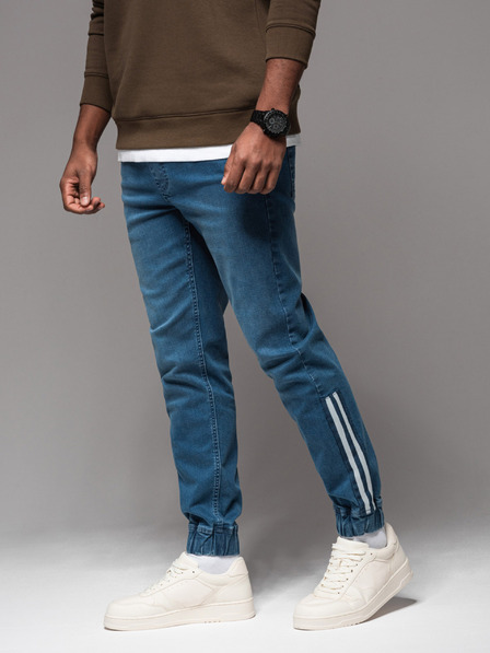 Ombre Clothing Férfi farmer tréningnadrág szegéllyel - kék V3 OM-PADJ-0156 Ombre Ruházat