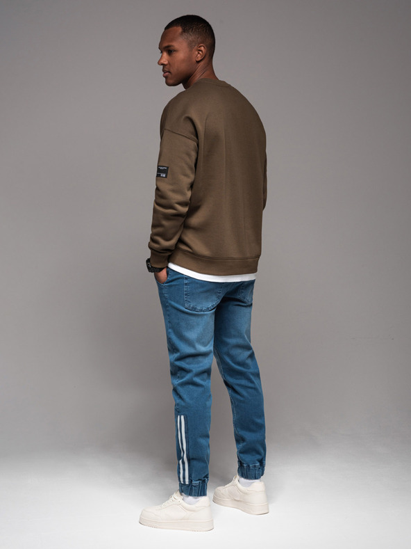 Ombre Clothing Férfi farmer tréningnadrág szegéllyel - kék V3 OM-PADJ-0156 Ombre Ruházat