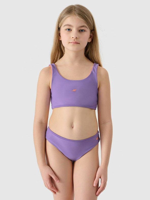 4F Lányok kétrészes fürdőruha 4F - korall/lila