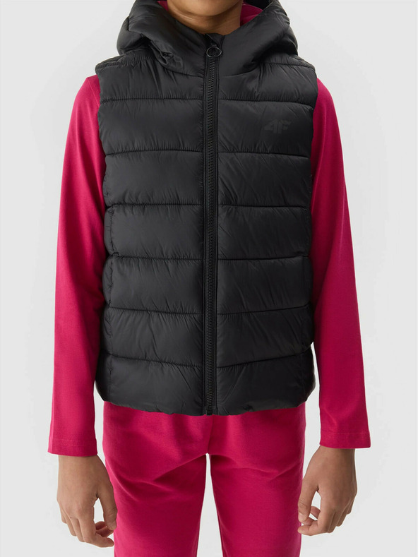 4F Lány pehelymellény szintetikus tolltöltettel 4F - fekete