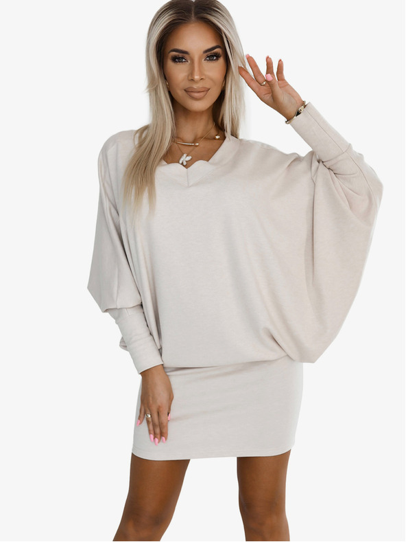 numoco Denevérnyakú ruha - bézs Numoco