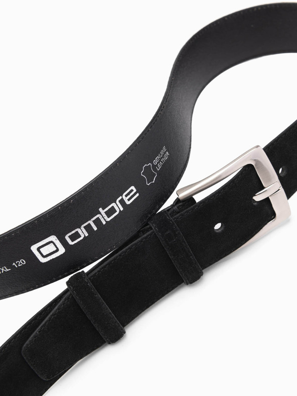 Ombre Clothing Férfi egyszínű természetes velúr öv fekete Ombre Ruházat