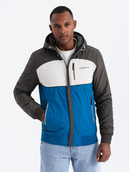 Ombre Clothing Férfi könnyű, színes sportdzseki gyapjúval kék Ombre Ruházat