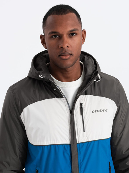 Ombre Clothing Férfi könnyű, színes sportdzseki gyapjúval kék Ombre Ruházat