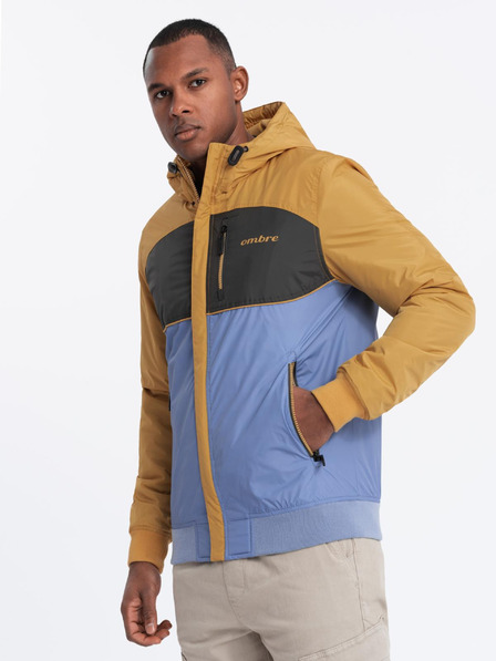 Ombre Clothing Férfi könnyű, színes sportdzseki gyapjúval kék Ombre Ruházat