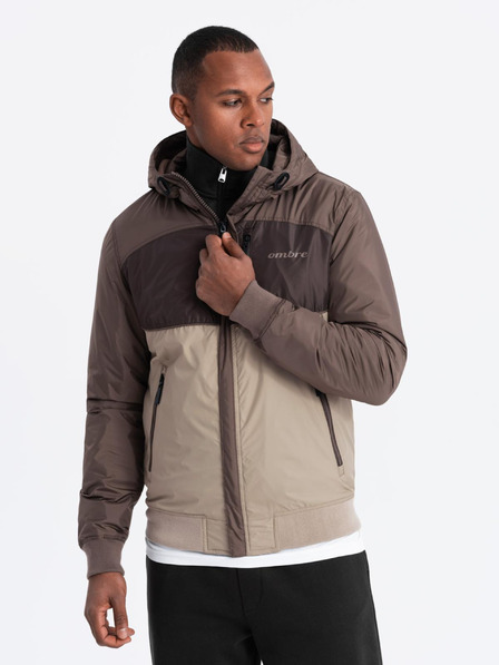 Ombre Clothing Férfi könnyű, színes, fleece sportdzseki bézs Ombre Ruházat Ombre Clothing