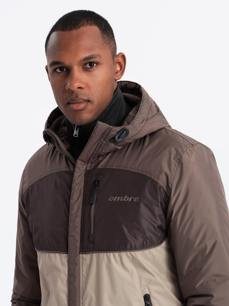Ombre Clothing Férfi könnyű, színes, fleece sportdzseki bézs Ombre Ruházat Ombre Clothing