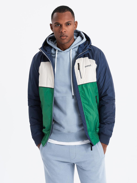Ombre Clothing Férfi könnyű színes fleece sportdzseki zöld Ombre Ruházat Ombre Clothing