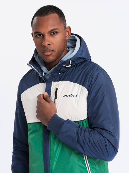 Ombre Clothing Férfi könnyű színes fleece sportdzseki zöld Ombre Ruházat Ombre Clothing