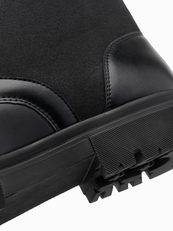 Ombre Clothing Férfi magas trapper csizma ragasztott anyagból fekete Ombre Clothing