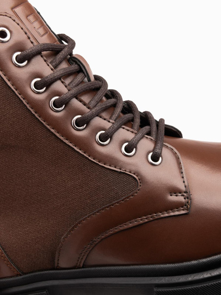 Ombre Clothing Férfi magas trapper cipő kötött anyagokból barna Ombre Clothing