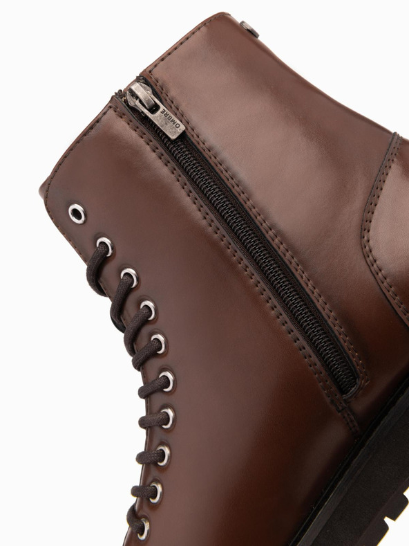 Ombre Clothing Férfi magas sarkú cipő fényes öko bőrből barna Ombre Ruházat