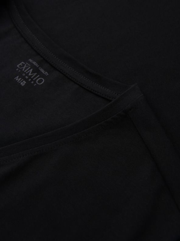 Ombre Clothing Férfi SLIM FIT V-nyakú póló elasztánnal és nyomtatással fekete Ombre ruházat